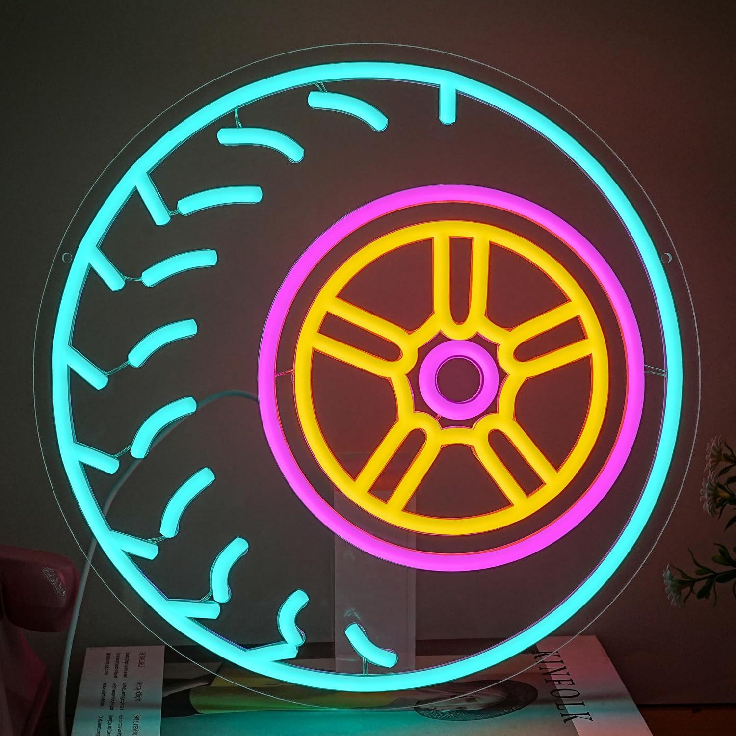 لافتة نيون على شكل إطار سيارة، - مراجعة Car Led Light وسعره