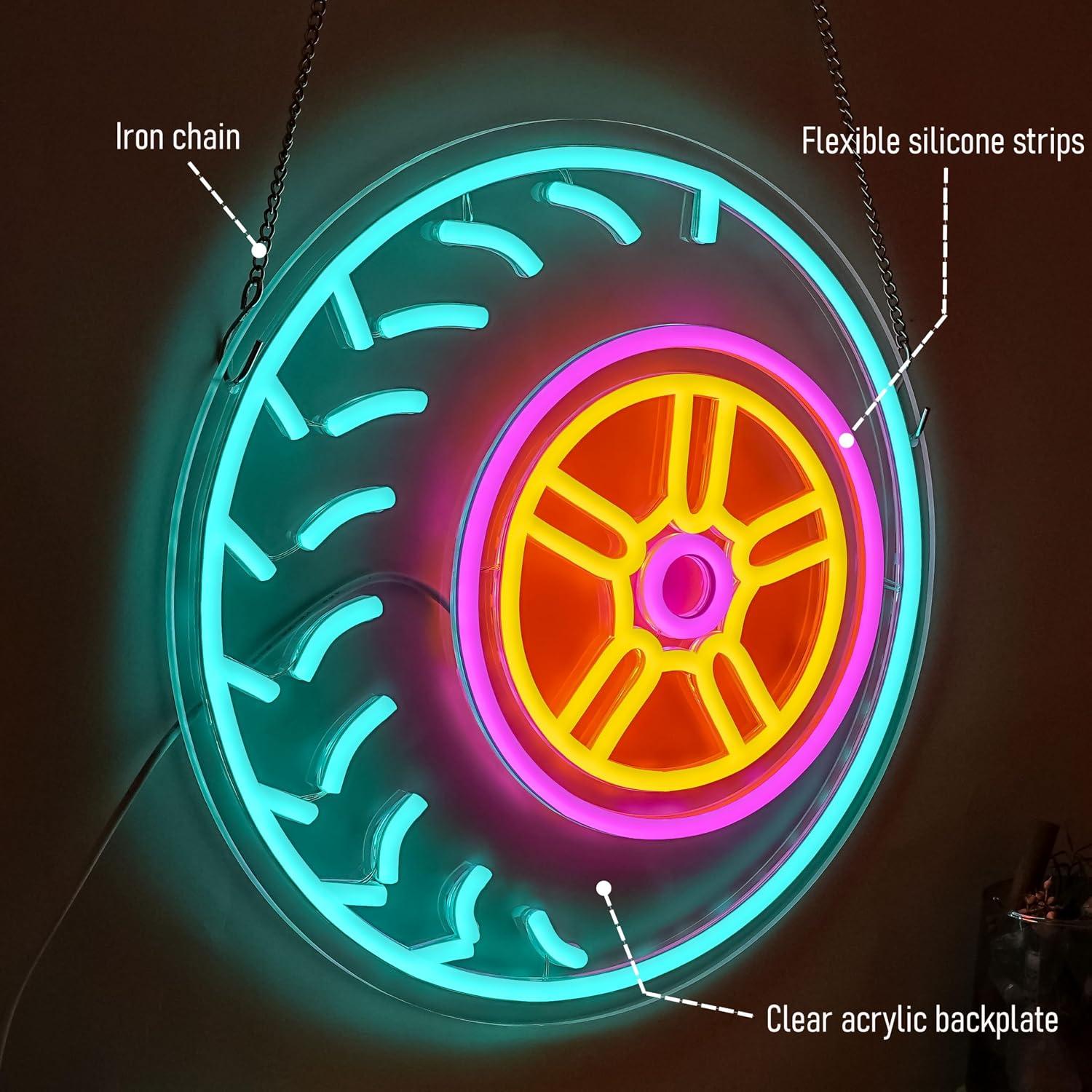 لافتة نيون على شكل إطار سيارة، - مراجعة Car Led Light وسعره